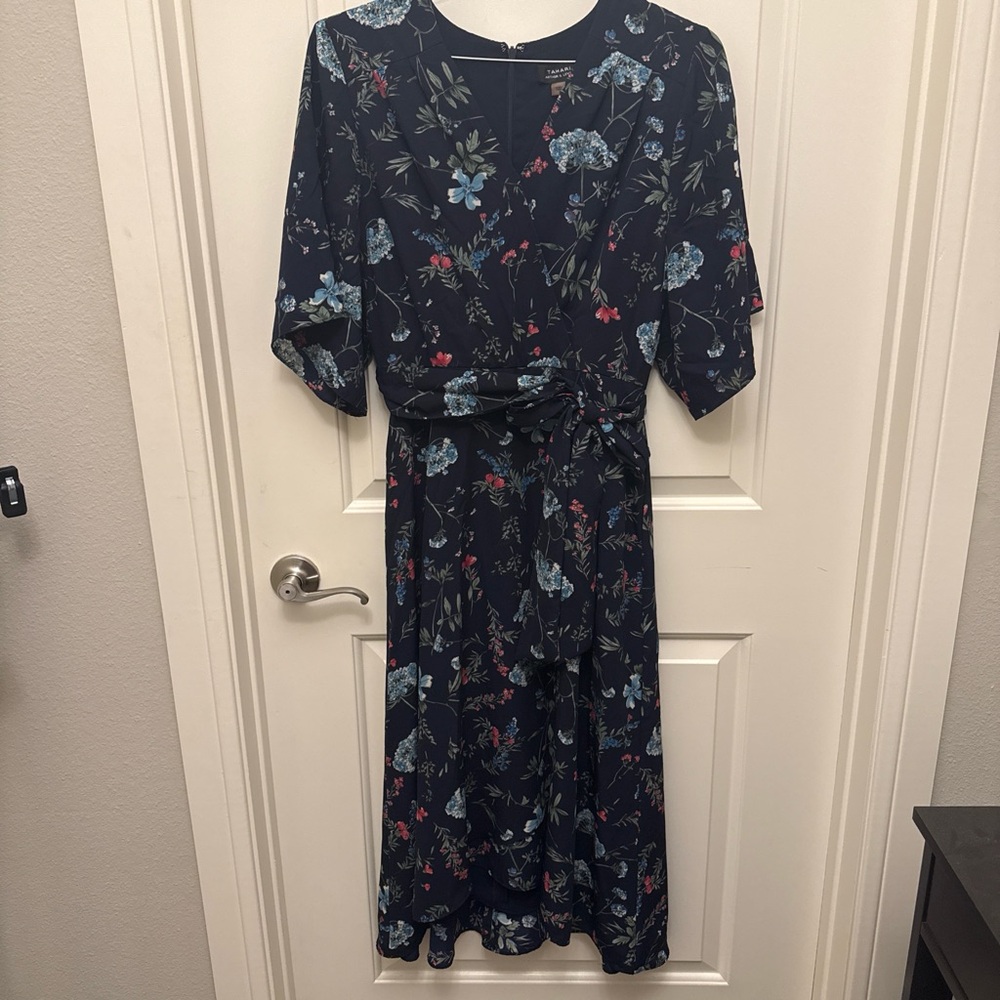 Tahari Floral Navy Dress